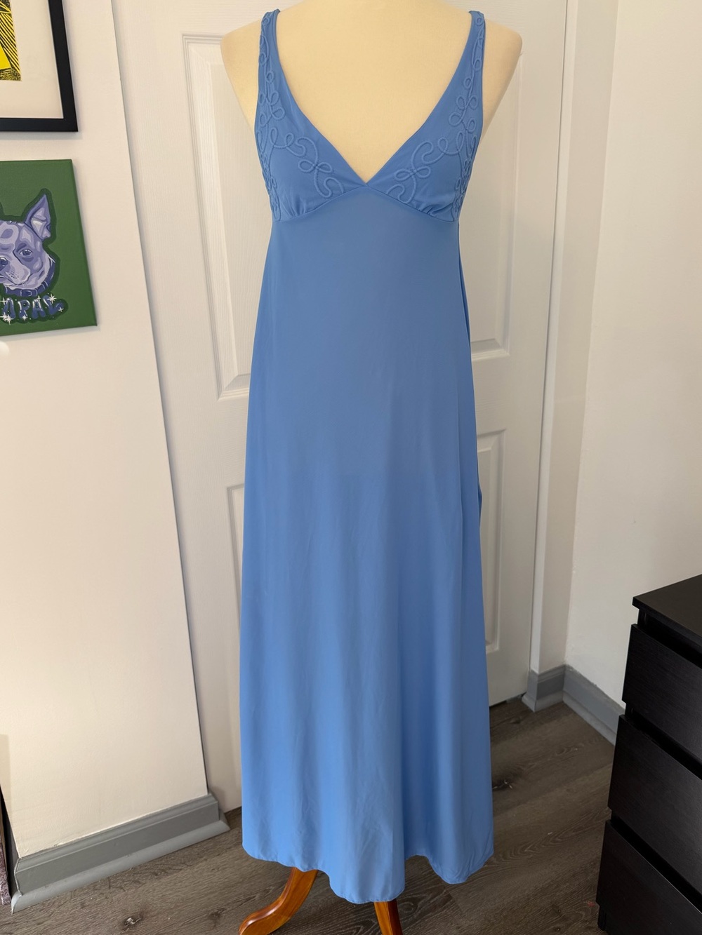 Vintage 70s Mr. Jac Jr Martin Marks Cornflower Blue Maxi Nightgown Loungewear